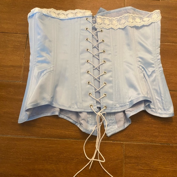 Nwot Daizbella Blue Corset Medieval Renaissance Lace Up Satin XL Vintage Style - Picture 2 of 7